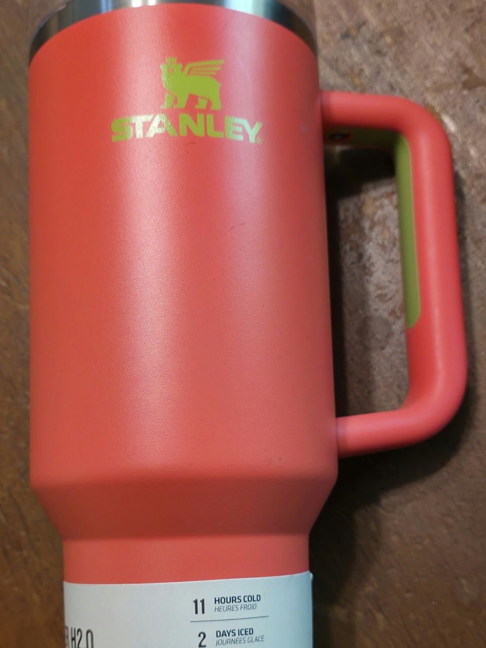 Stanley Coral Pink Quencher Tumbler with Lime Accent
